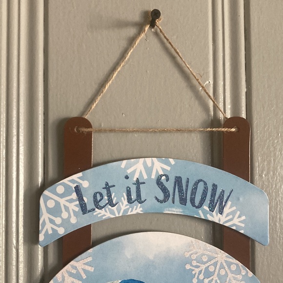 NWT Let It Snow- Snowman ⛄️ Holiday Sleigh Decoration Sign - Picture 9 of 17